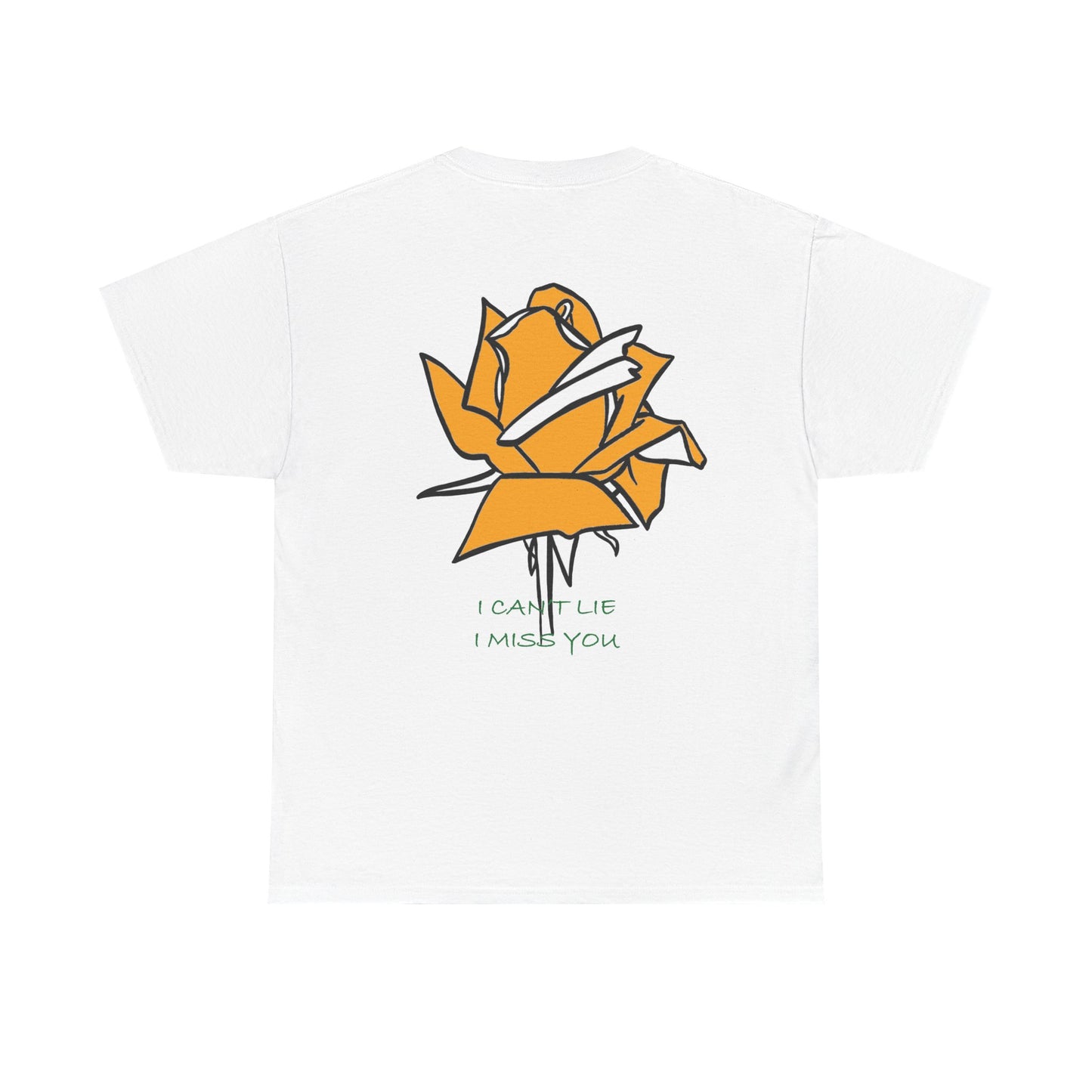 Graphic Tee with Yellow Rose and 'I Can't Lie I Miss You' Quote