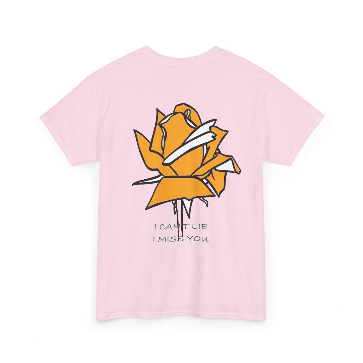 Graphic Tee with Yellow Rose and 'I Can't Lie I Miss You' Quote