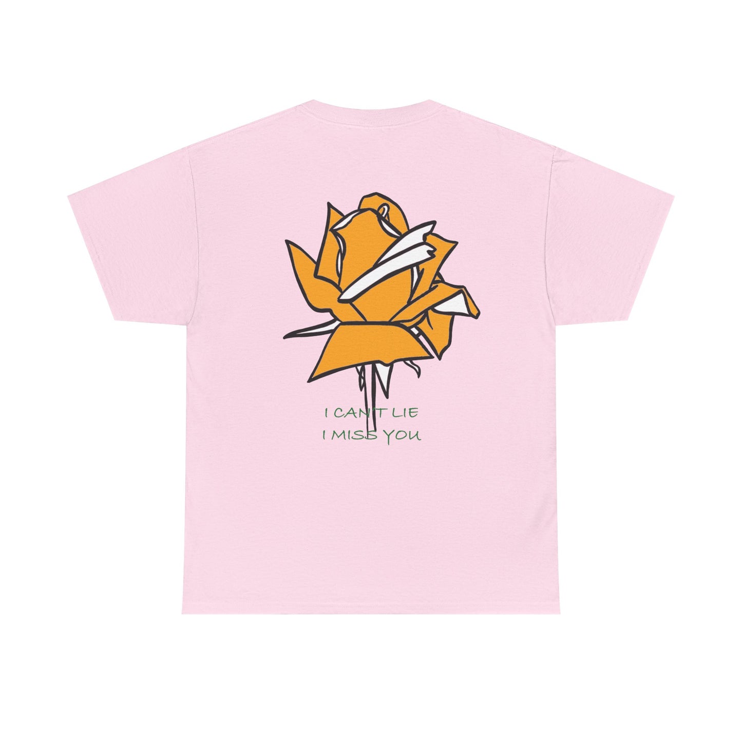 Graphic Tee with Yellow Rose and 'I Can't Lie I Miss You' Quote