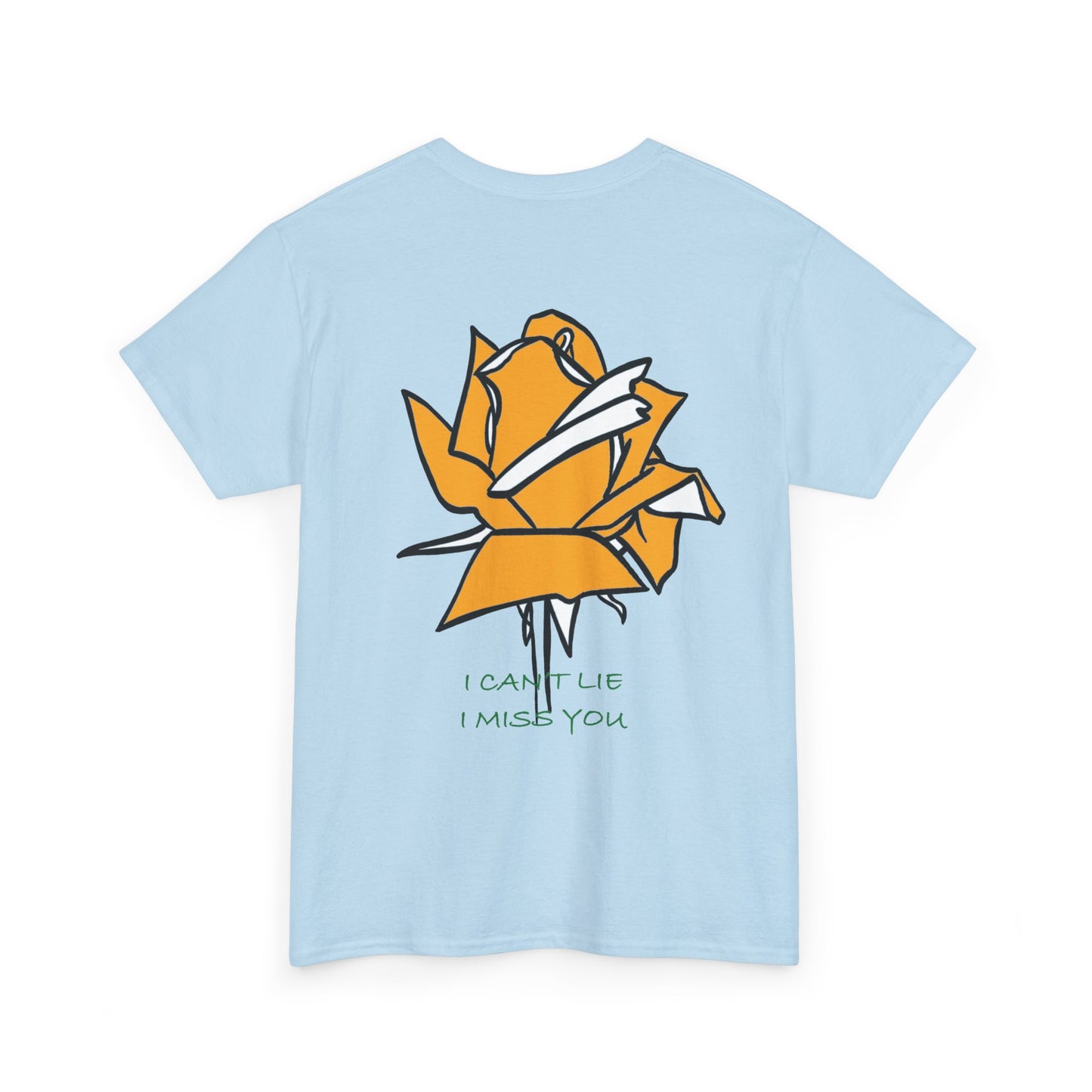 Graphic Tee with Yellow Rose and 'I Can't Lie I Miss You' Quote