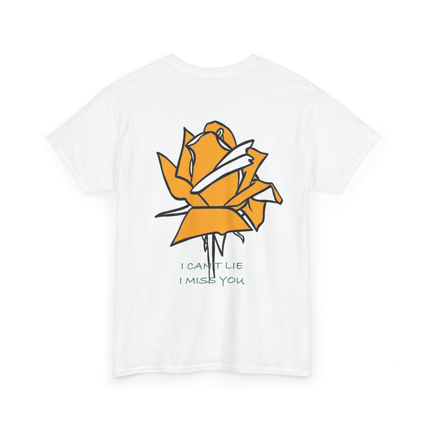 Graphic Tee with Yellow Rose and 'I Can't Lie I Miss You' Quote