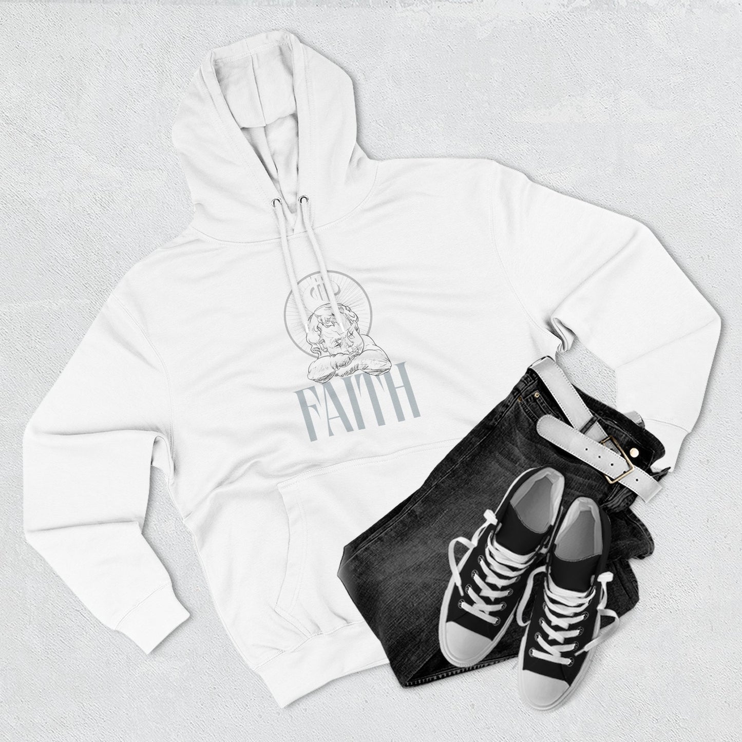 Faith Graphic Hoodie — Minimalist Angel Artwork by Soloarte