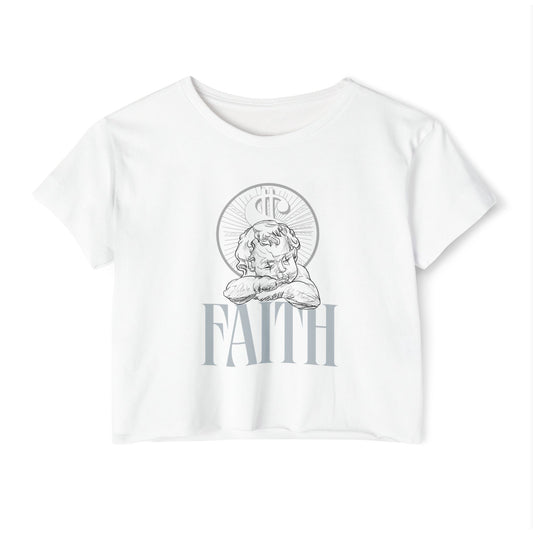 Faith Angel Crop Top — Women's Festival Angel Box Tee