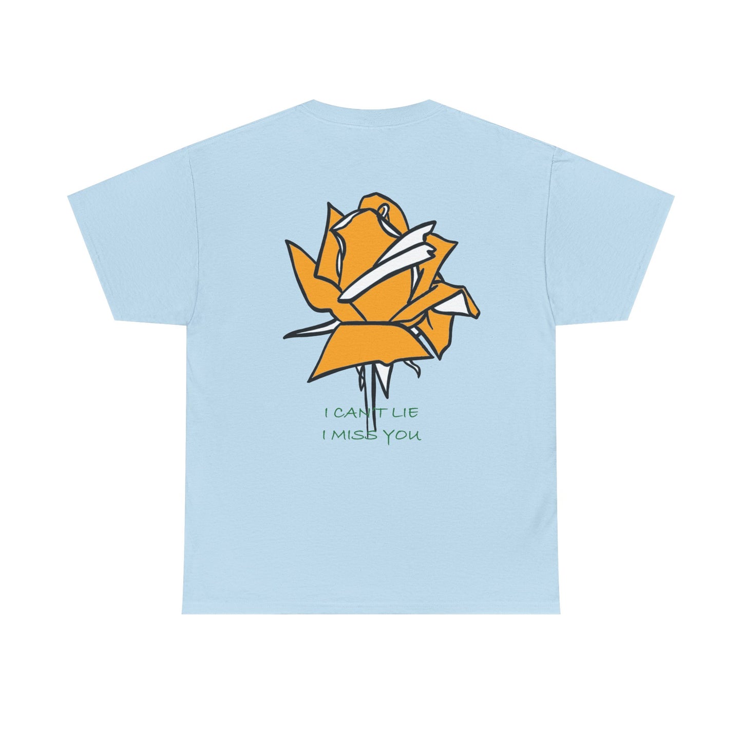 Graphic Tee with Yellow Rose and 'I Can't Lie I Miss You' Quote